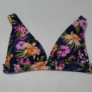 Kona Sol Navy Blue Floral Triangle Bikini Top size XL